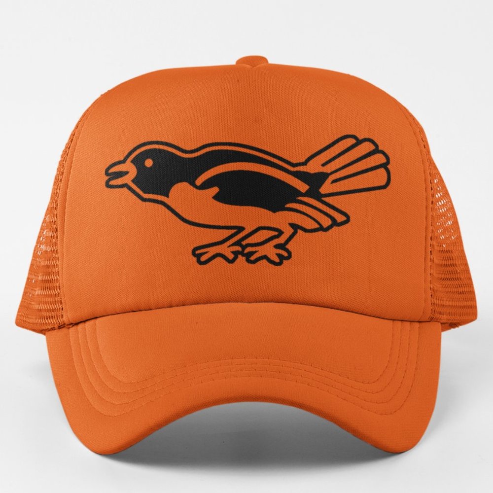NEW Baltimore Orioles 1954 Bird Logo Foam Trucker Mesh Snapback Hat ORANGE
